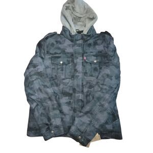 Levi's Men's Cotton Canvas Military Jacket NWT Large full-length zipper & snap-b